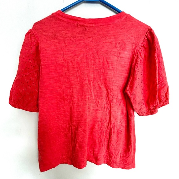 Sanctuary t shirt with puffed patterned short sleeves. Pink/orange size Ladies M - Picture 5 of 7